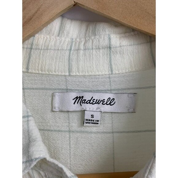 Madewell Women's Hilltop Shirt Button Up Sheer Shirt in Windowpane Print SZ S - Picture 6 of 11